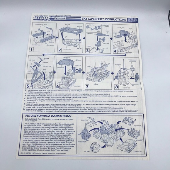 GI Joe BATTLE FORCE 2000 SKY SWEEPER BLUEPRINTS INSTRUCTIONS 1987 VTG HASBRO - Picture 4 of 5
